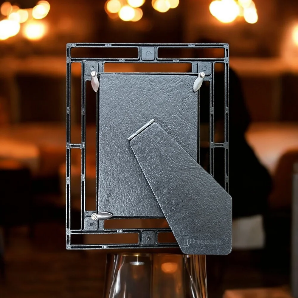 Connoisseur photo frame dark silver tone colorful glass design front glass